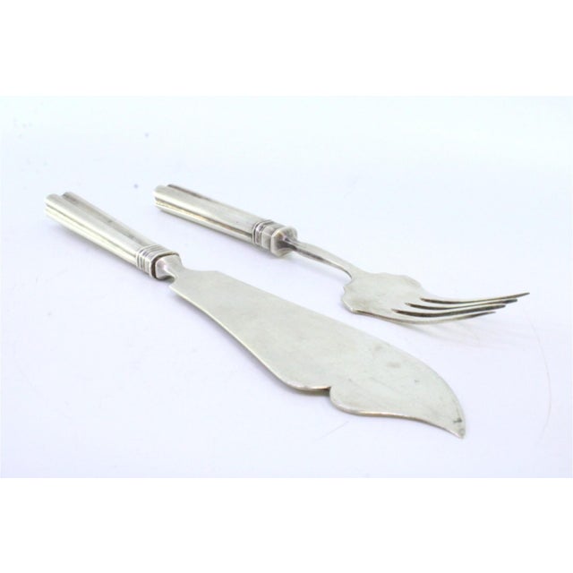 Embossed Silver Cheese Knife and Fork, Set of 2, in Good conditions. Designed 1920 to 1949