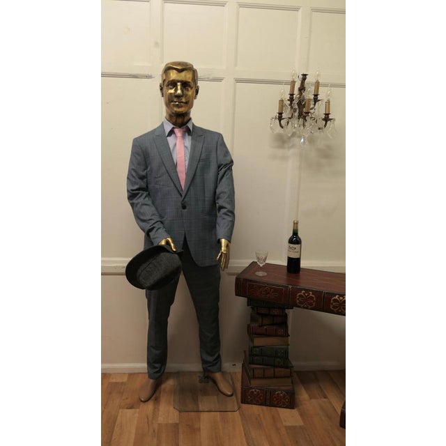 Quirky offbeat vintage male shop mannequin A Striking Vintage Mannequin with a Gold Head and Hands, he is made in...
