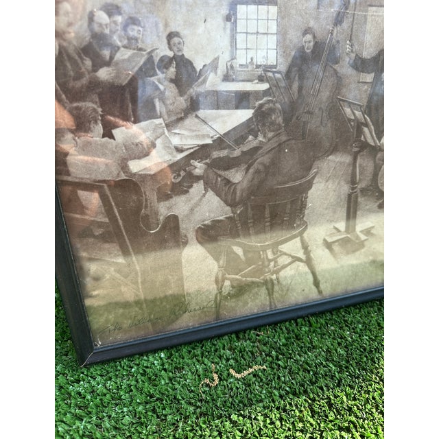 1970s 1970s Framed Black and White Print of Musical Gathering Reproduction For Sale - Image 5 of 6