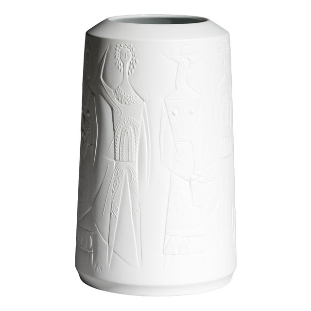 Figural Relief Bisque Porcelain Vase by Cuno Fischer for Hutschenreuther, 1969 For Sale