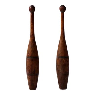 Antique Wooden Juggling Clubs Pair For Sale