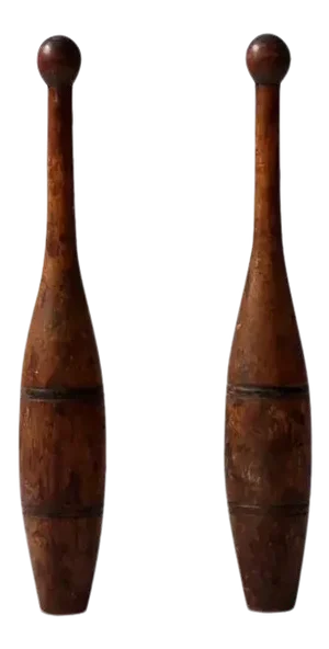 Antique Wooden Juggling Clubs Pair