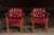 Wood Late 20th Century Set of Four Tufted Leather Bankers Chairs in Red For Sale - Image 7 of 17