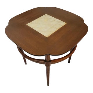 1970s Modernist Walnut and Capiz Shell Side Table For Sale