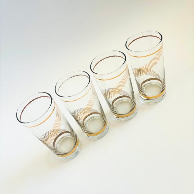 Gold Mid Century Gold Spiral Highball Tumblers - Set of 4 For Sale - Image 8 of 12