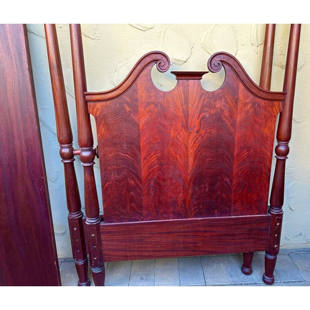 Antique DuncanPhyfe Mahogany Four-Poster Twin Bed Frame Set For Sale - Image 10 of 18
