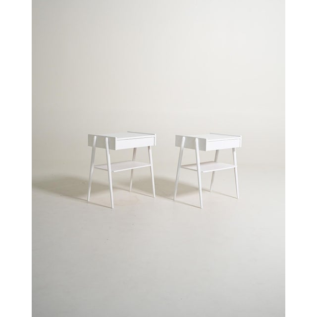 White Nightstands from AB Carlström & Co Möbelfabrik, Sweden, 1950s, Set of 2 For Sale - Image 8 of 8