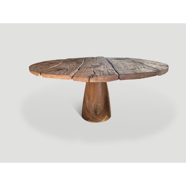 Andrianna Shamaris Wabi Sabi Round Teak Wood Table For Sale - Image 17 of 18