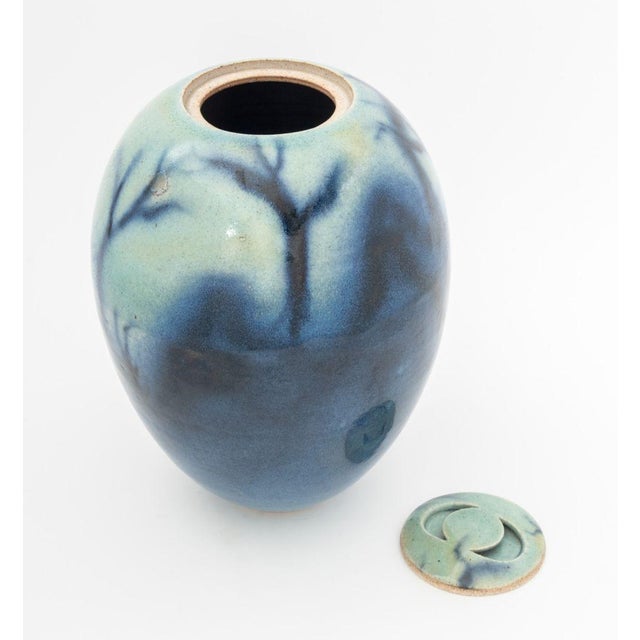 Ceramic Signed Modern Glazed Art Pottery Covered Jar For Sale - Image 7 of 10