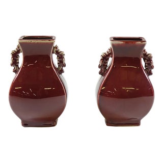 Antique Chinese Oxblood Porcelain Vases - A Pair For Sale