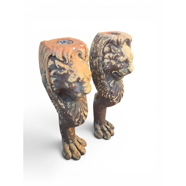 19th Century Greco-Roman Terracotta Lion Paw Pedestals, Set of 2 For Sale - Image 4 of 9