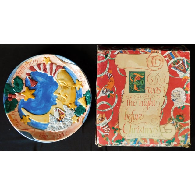 Ceramic Twas the Night Before Christmas Ceramic Holiday Platter in Original Box For Sale - Image 7 of 7