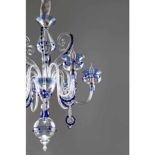 Art Deco Cobalt Blue Murano Glass Chandelier by Gino Cenedese for Cenedese, 1940s For Sale - Image 14 of 18