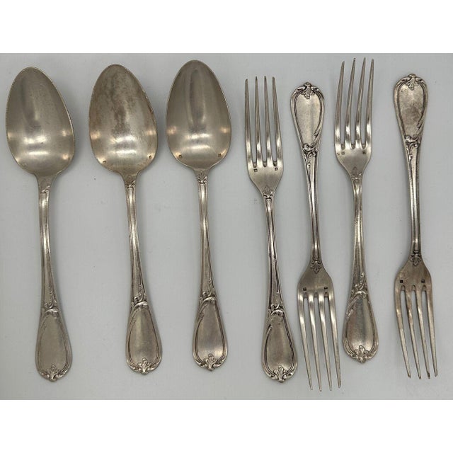 1900 - 1909 19th Century French l'Alfénide Christofle/Charles Halphen Silver-Plate Flatware With Ladle For Sale - Image 5 of 18