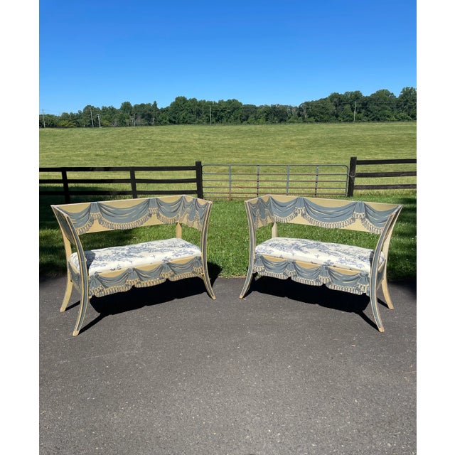 Gustavian Style Painted Swedish Settees - a Pair For Sale - Image 13 of 13
