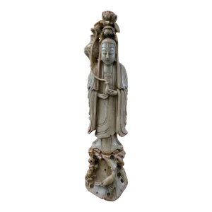 1910s Antique Chinese Sculpture Carved Deity