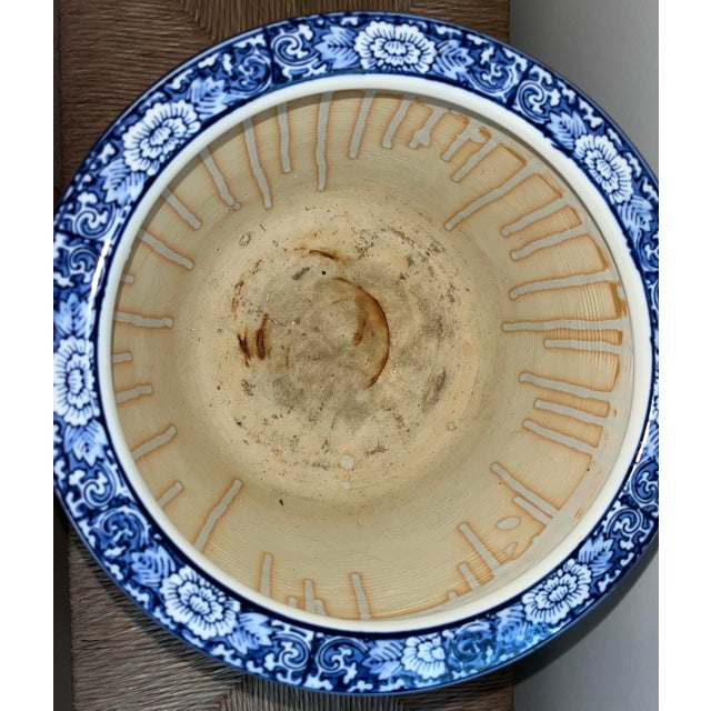 Antique Blue and White Porcelain Hibachi (Charcoal Brazier) Circa 1880-1905 For Sale - Image 10 of 15