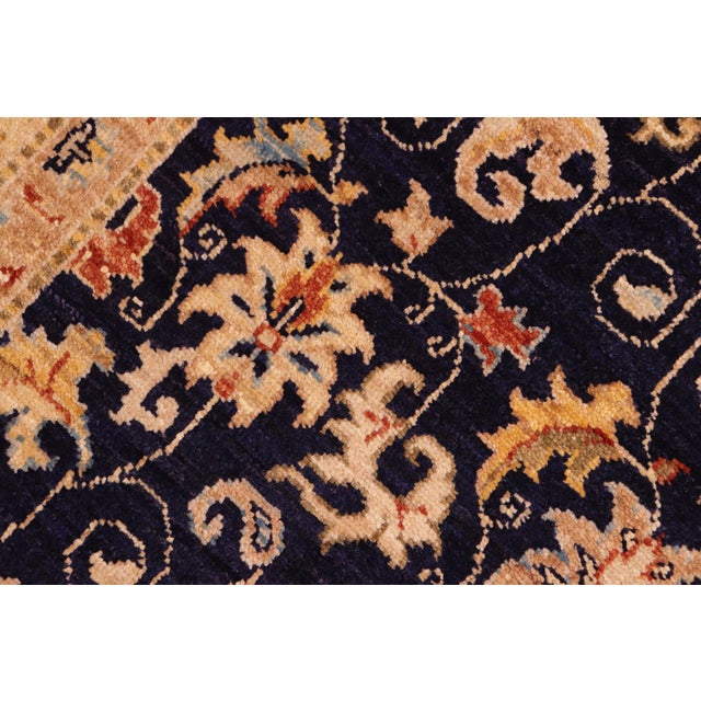 Shabby Chic Ziegler Blue Beige Hand-Knotted Wool Rug - 6'3'' X 9'0'' For Sale - Image 4 of 8