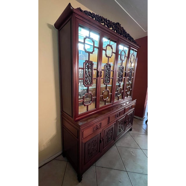 Mid 20th Century Rosewood China With Chinese Ming Carvings