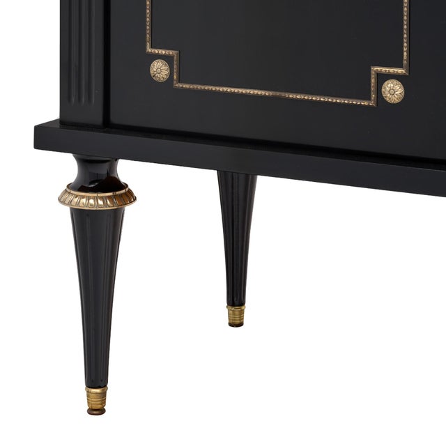 French Louis XVI Ebonized Mahogany Four-Door Buffet With Carrara Marble, Circa 1910 For Sale - Image 9 of 9