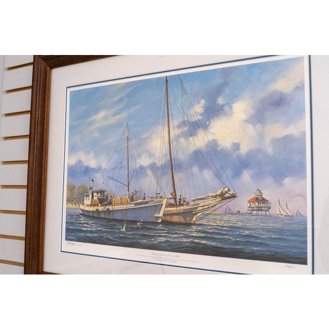 "Buying Oysters at Drum Point" Sailboats Painting Print Signed John M Barber Numbered For Sale - Image 4 of 11