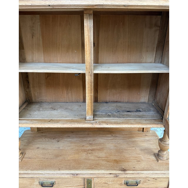 Wood Antique Two-Piece Cupboard in Oak, 1890s For Sale - Image 7 of 12