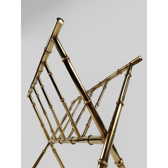 Vintage Gilded Brass & Faux Bamboo Magazine Rack, Italy, 1960s For Sale - Image 9 of 18