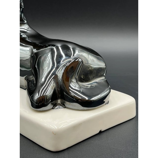 Silver Fran Mar after Franz Marc, Resting Horse, 1970s, Ceramic Sculpture with Platinum Glaze For Sale - Image 8 of 16