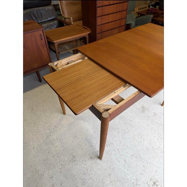 Mid-Century Modern Danish Extendable Teak Dining Table For Sale - Image 10 of 13