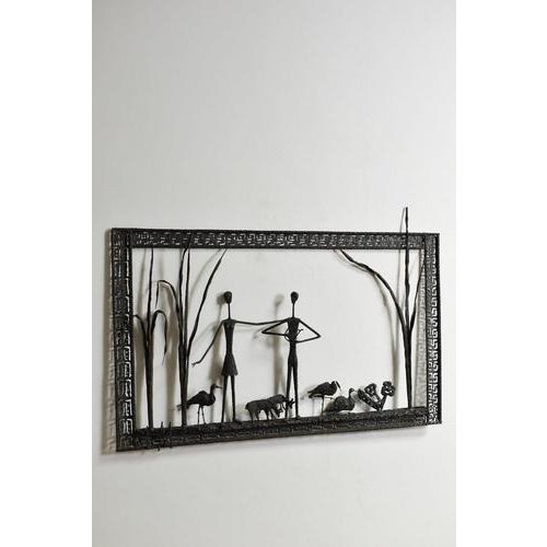 Mural brutalist painting sculpture, 1960s. Height: 90 cm - 35.43 in Length: 130 cm - 51.18 in Width: 10 cm - 3.94 in