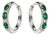 Late 20th Century Pair of 14K White Gold Hoop Earrings Emerald Diamond Estate Luxury Jewelry For Sale