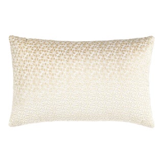 The House Of Scalamandré Petal Velvet Lumbar Pillow In Ivory For Sale