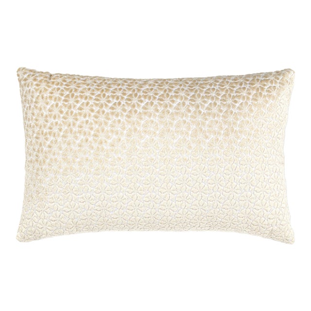 The House Of Scalamandré Petal Velvet Lumbar Pillow In Ivory For Sale
