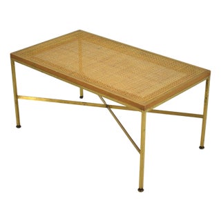 Paul McCobb Brass & Cane Bench For Sale