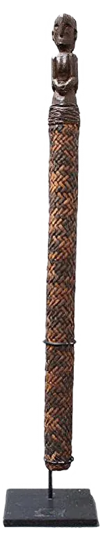 Carved Wooden Ancestor Sculpture with Rattan Body from Borneo, 1960s