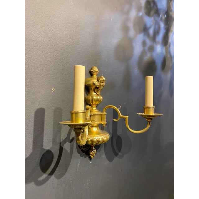 1920s Caldwell Gilt Bronze Sconces - a Pair For Sale - Image 9 of 10