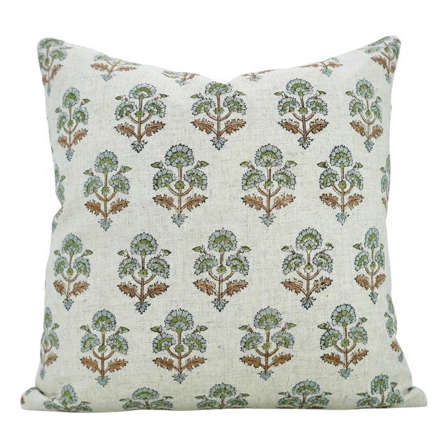 Fabdivine Indian Block Print Cushion Cover 20x20 Inch Viscose Linen-Traffic Light For Sale