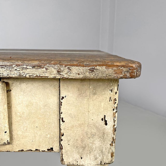 Antique Italian White Painted Wooden Dining Table with Two Drawers, 1800s For Sale - Image 14 of 18