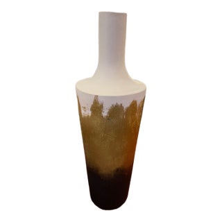 Tall Gold Brown and White Plaster Vessel For Sale