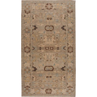 Modern Persian Sultanabad Handmade Brown Wool Rug For Sale