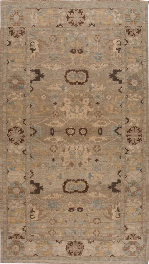 Modern Persian Sultanabad Handmade Brown Wool Rug