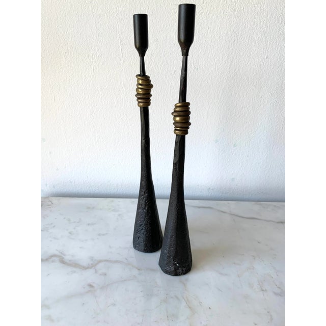 2000 - 2009 Pair of Hand-Forged Iron Candlesticks by Luis Marquez For Sale - Image 5 of 8