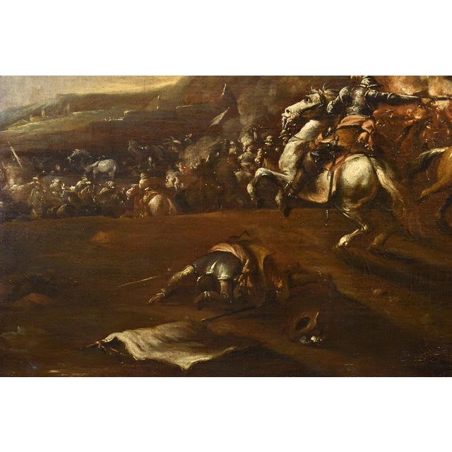 Francesco Graziani / Ciccio Napoletano, Battle with Knights, 1690, Oil on Canvas, Framed For Sale - Image 12 of 16