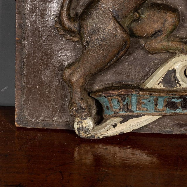 19th Century Victorian Carved Wood & Painted Royal Warrant, 1830s For Sale - Image 13 of 18