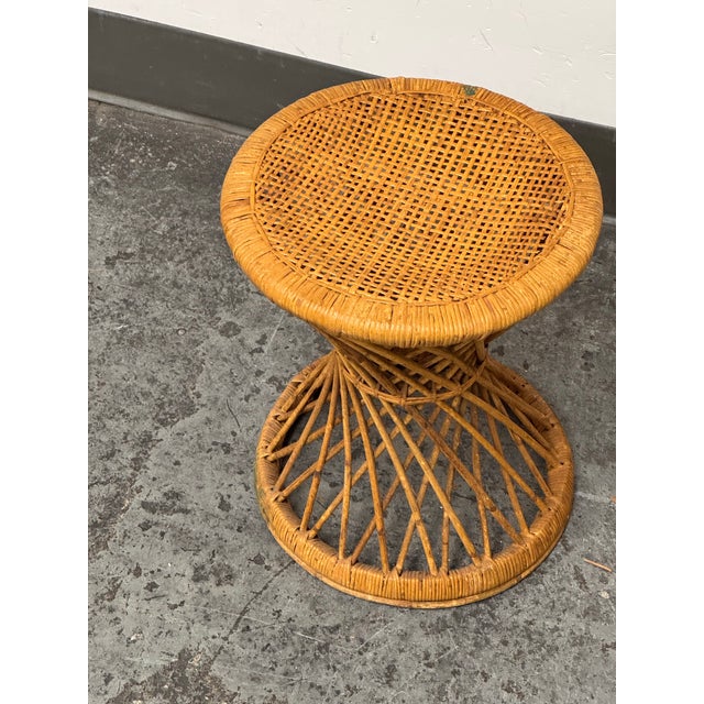 Tan Rattan Hourglass Stool, Vintage For Sale - Image 8 of 12