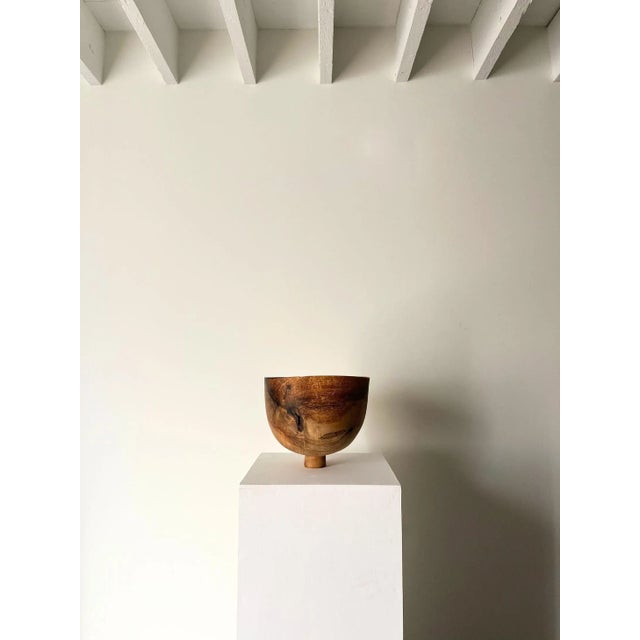 Wood Minimalist Sculptural Vessel in Olive Ash For Sale - Image 7 of 7