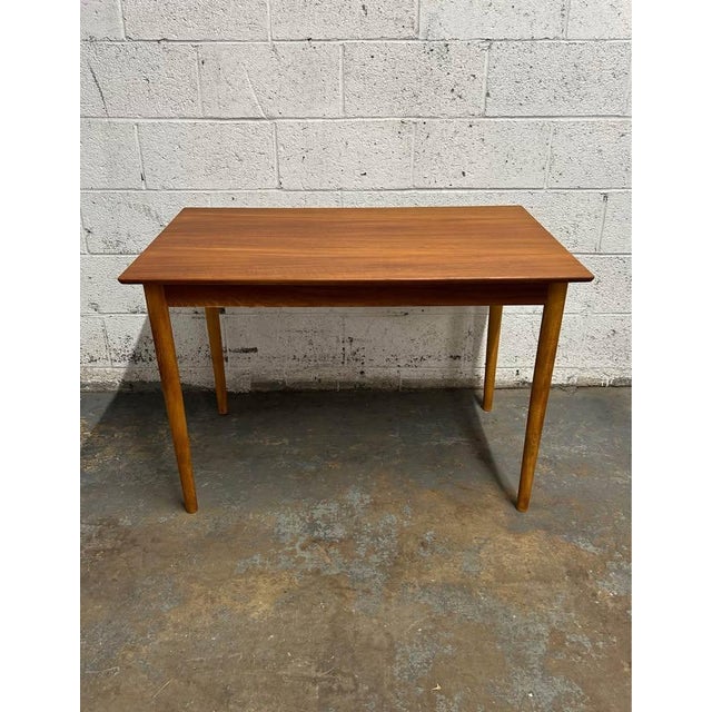 Danish Teak Mid Century Modern Uncommon Apartment Sized Dining Table Beechwood Legs 1960s. Table is in very good...