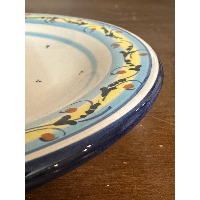 Blue Atelier Bondil Moustiers French Faïence Wall Plate With Hand-Painted Floral Urn For Sale - Image 8 of 12