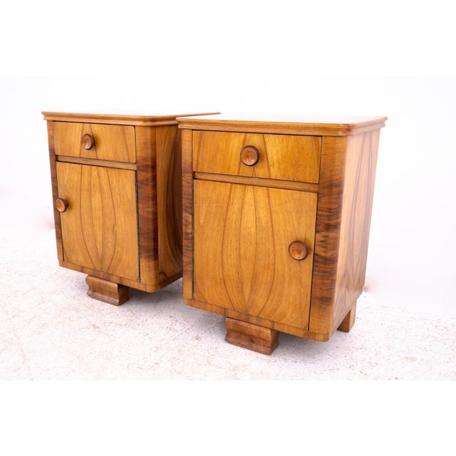 Vintage Polish Art Deco Nightstands, 1940s, Set of 2 For Sale - Image 4 of 13