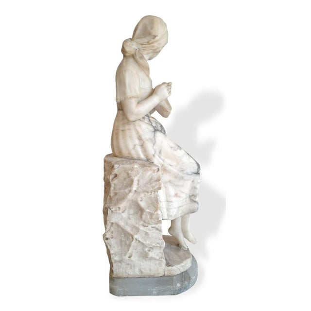 Pugi, Young Embroiderer, 1920s, Alabaster For Sale - Image 3 of 11